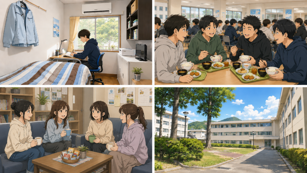 鶴友寮での寮生活をイメージしたイラスト