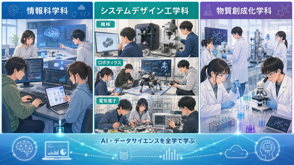 2027年度改組で新しくなる奈良高専の学びのイメージイラスト