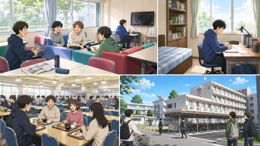 長野高専の学生寮での生活イメージイラスト