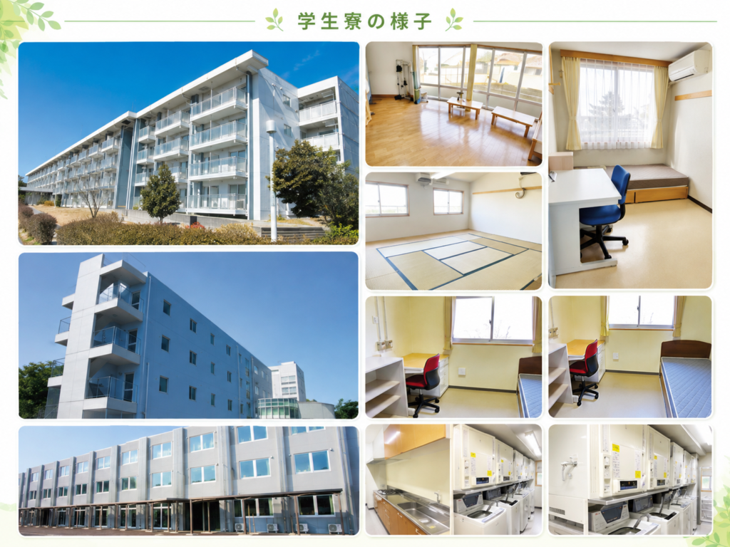 木更津高専の学生寮（雄峰寮・なのはな寮・国際寮）のイメージ