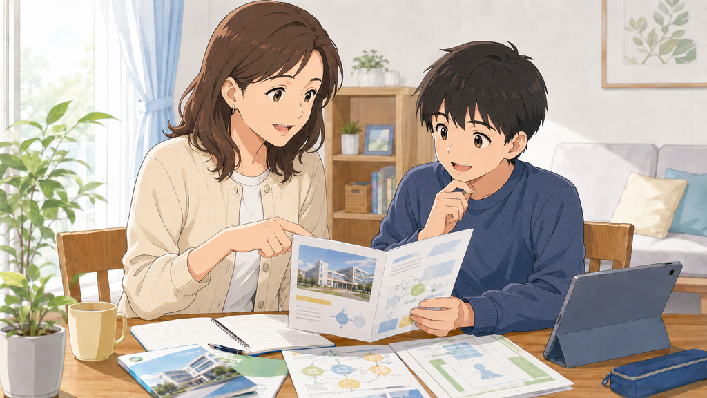 茨城高専への進路を話し合う親子のイメージイラスト