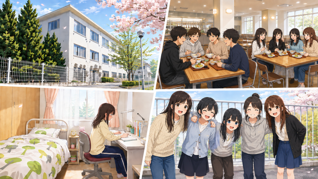 宇部高専の白鳥寮での生活イメージイラスト