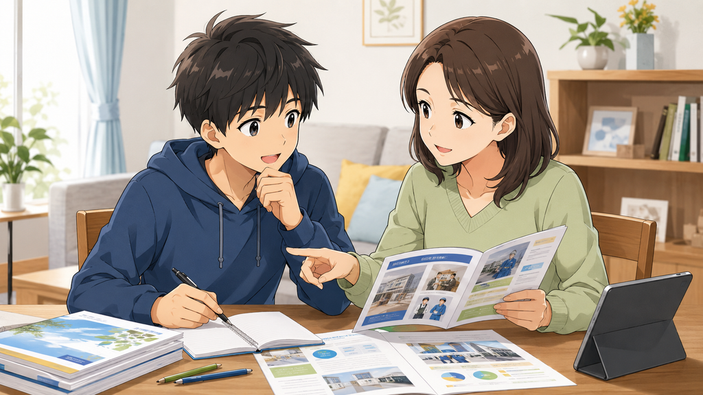 長岡高専への進路を話し合う親子のイメージイラスト