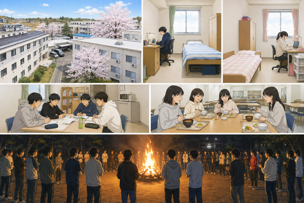 長岡高専の学生寮での生活イメージイラスト
