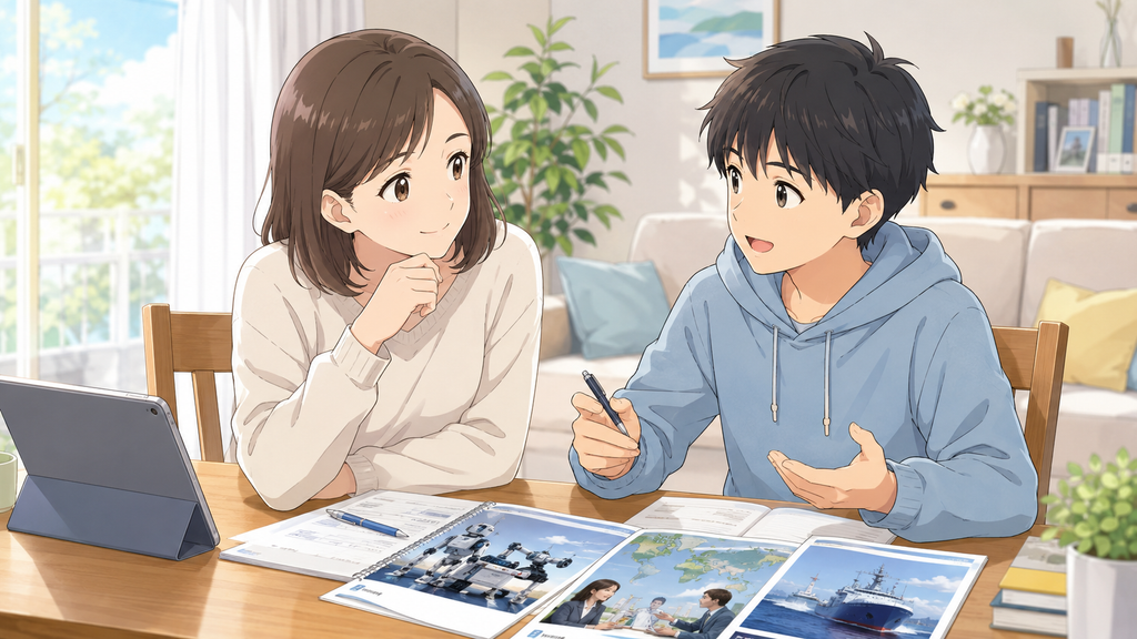 富山高専への進路を話し合う親子のイメージ