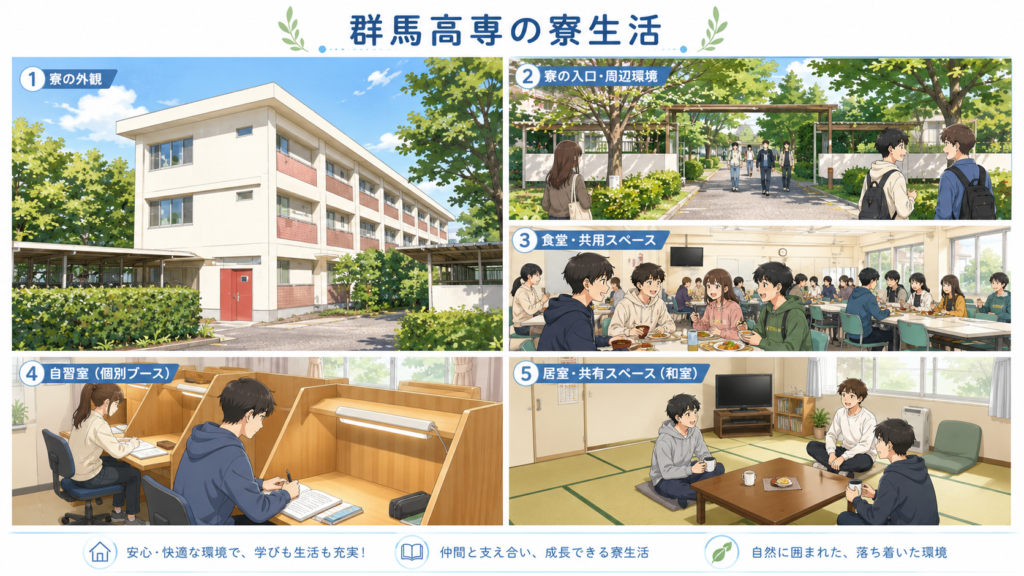 群馬高専の学生寮での生活イメージイラスト