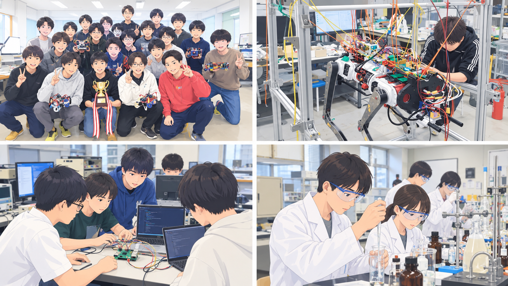 一関高専の実験・実習で学ぶ学生のイメージイラスト