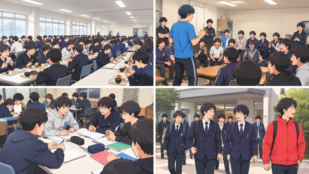 鶴岡高専の学生寮・鶴鳴寮での生活イメージイラスト