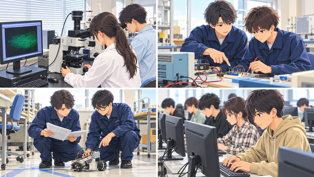 津山高専の実験・実習で学ぶ学生のイメージ