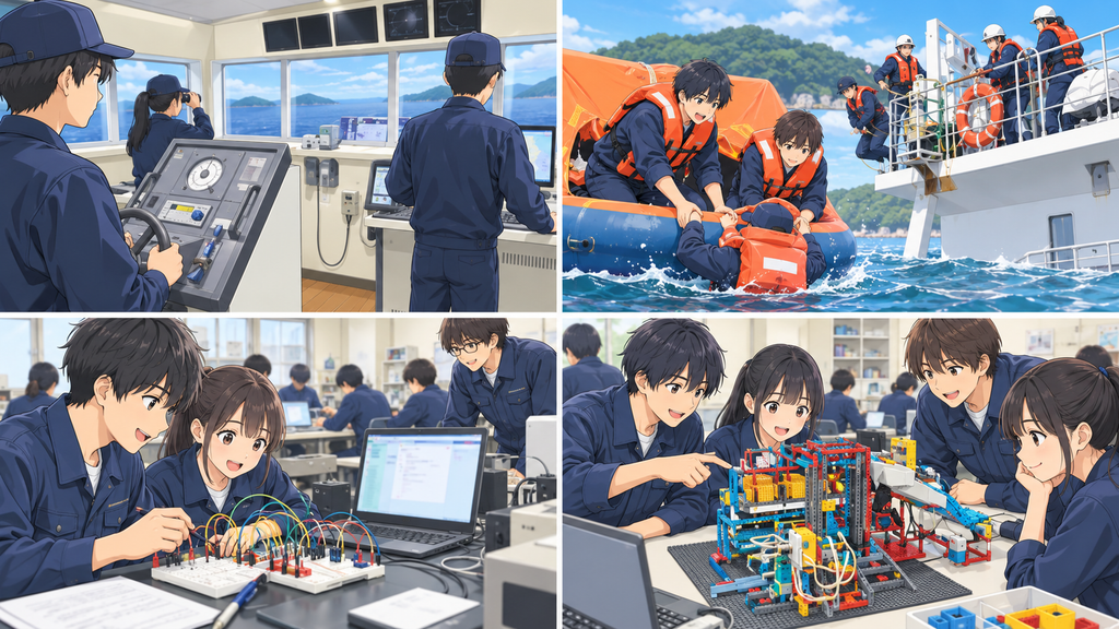 広島商船高専の実験・実習で学ぶ学生のイメージ
