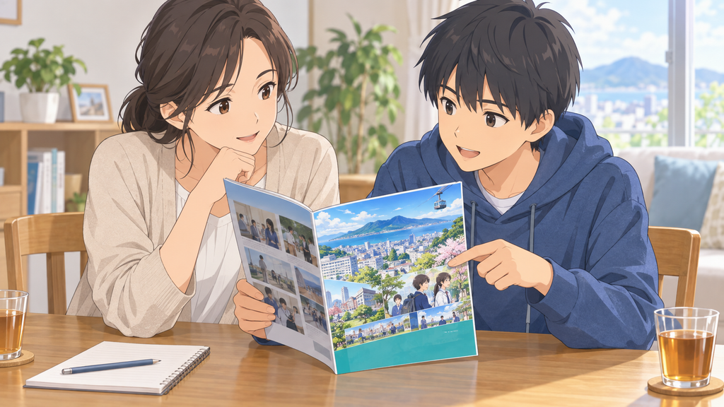 函館高専への進路を話し合う親子のイメージ