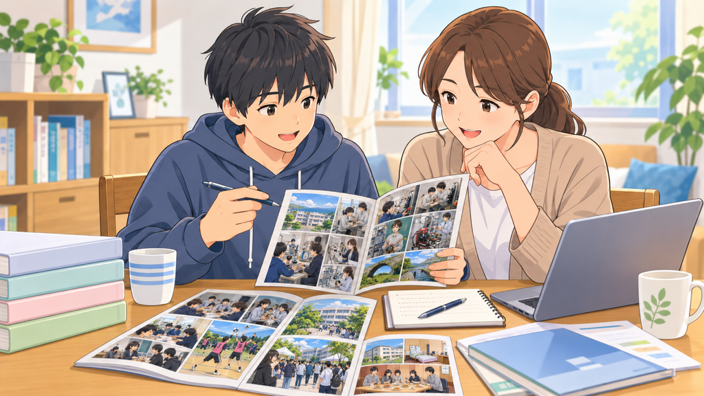 和歌山高専への進路を話し合う親子のイメージ