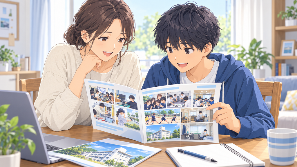 呉高専への進路を話し合う親子のイメージイラスト