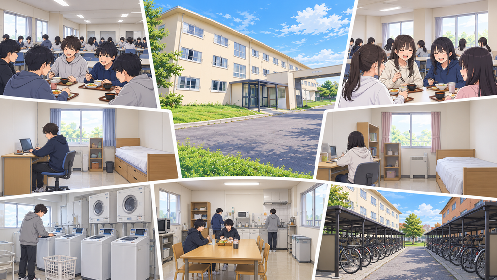 秋田高専の学生寮・青雲寮での生活イメージイラスト