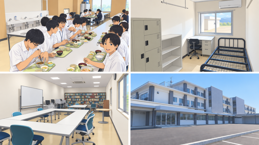 福井高専の学生寮・青武寮での生活イメージ
