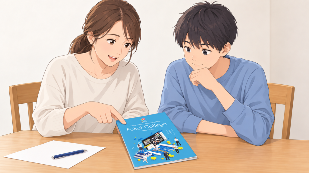福井高専への進路を話し合う親子のイメージ