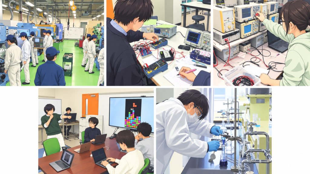 東京高専の実験・実習で学ぶ学生のイメージ