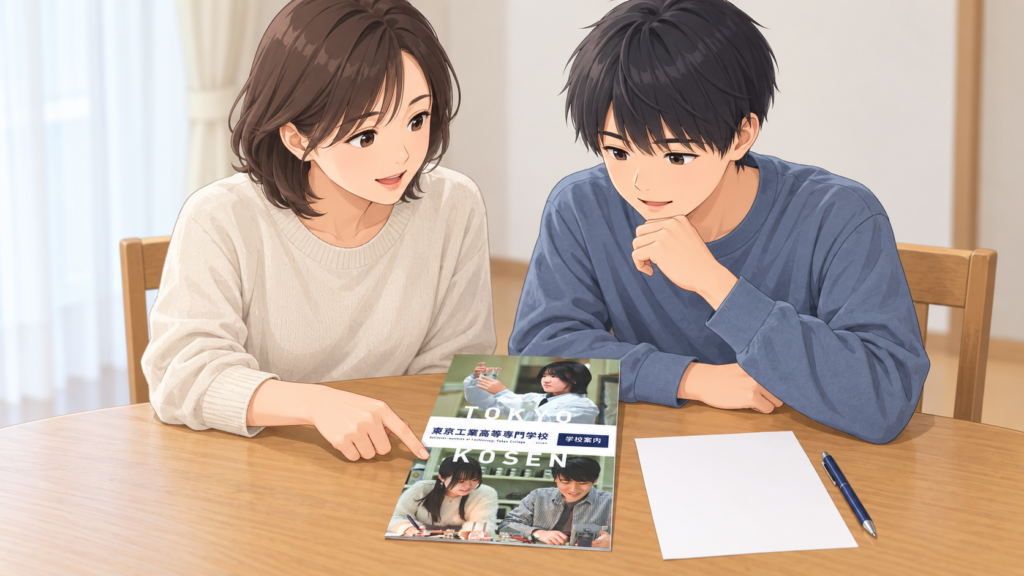東京高専への進路を話し合う親子のイメージ