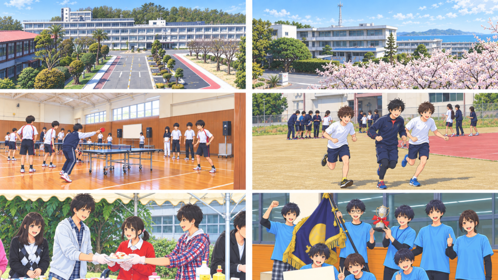香川高専のキャンパスと学校生活のイメージ