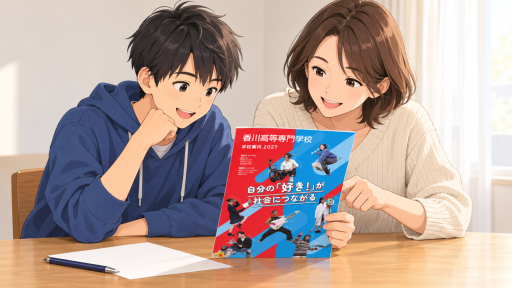 香川高専への進路を話し合う親子のイメージ
