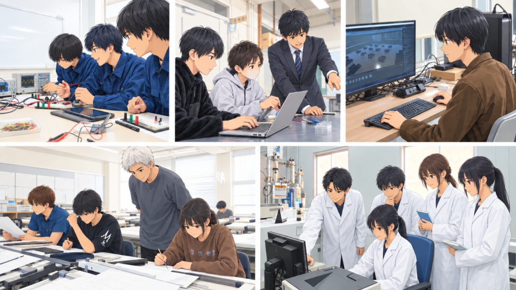 高知高専の実験・実習で学ぶ学生のイメージ