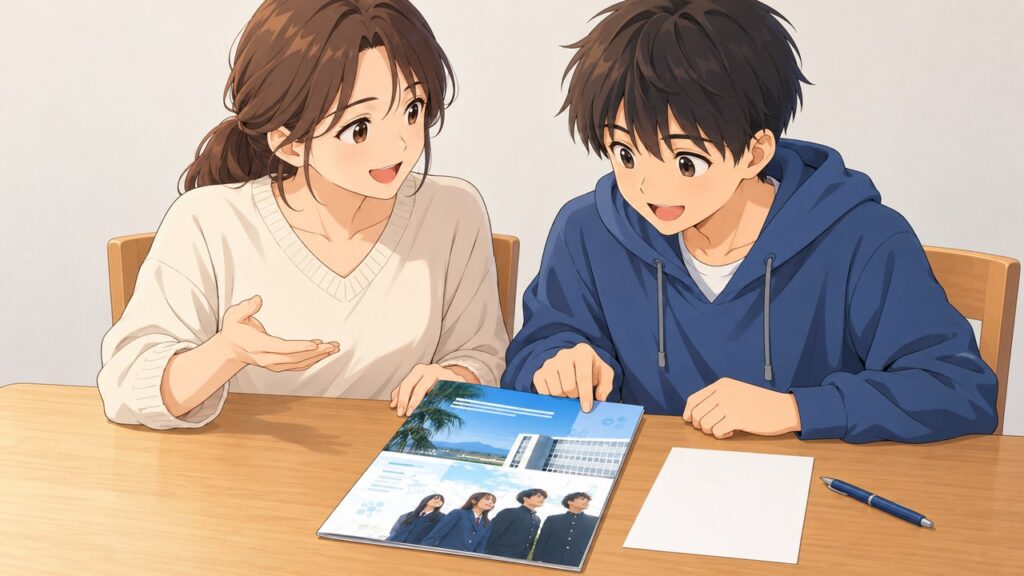 都城高専への進路を話し合う親子のイメージ